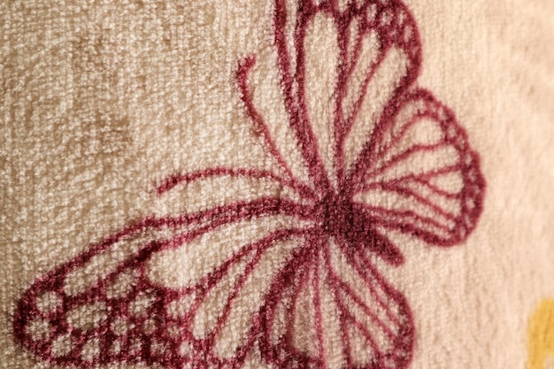Closeup of embroidered floral motif